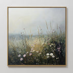 Meadow Whispers in Bloom – green botanical canvas wall art print by Aspire Prints