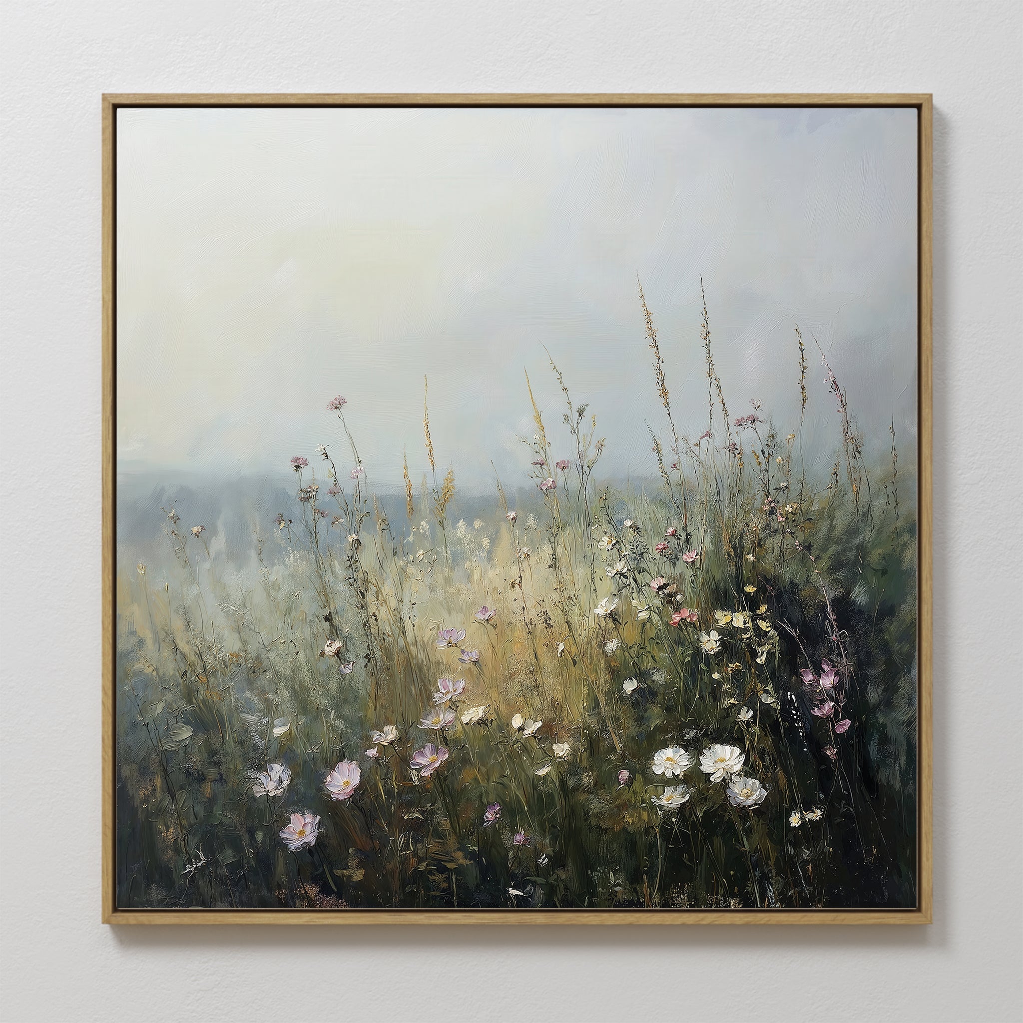 Meadow Whispers in Bloom – green botanical canvas wall art print by Aspire Prints