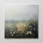 Meadow Whispers in Bloom – green botanical canvas wall art print by Aspire Prints