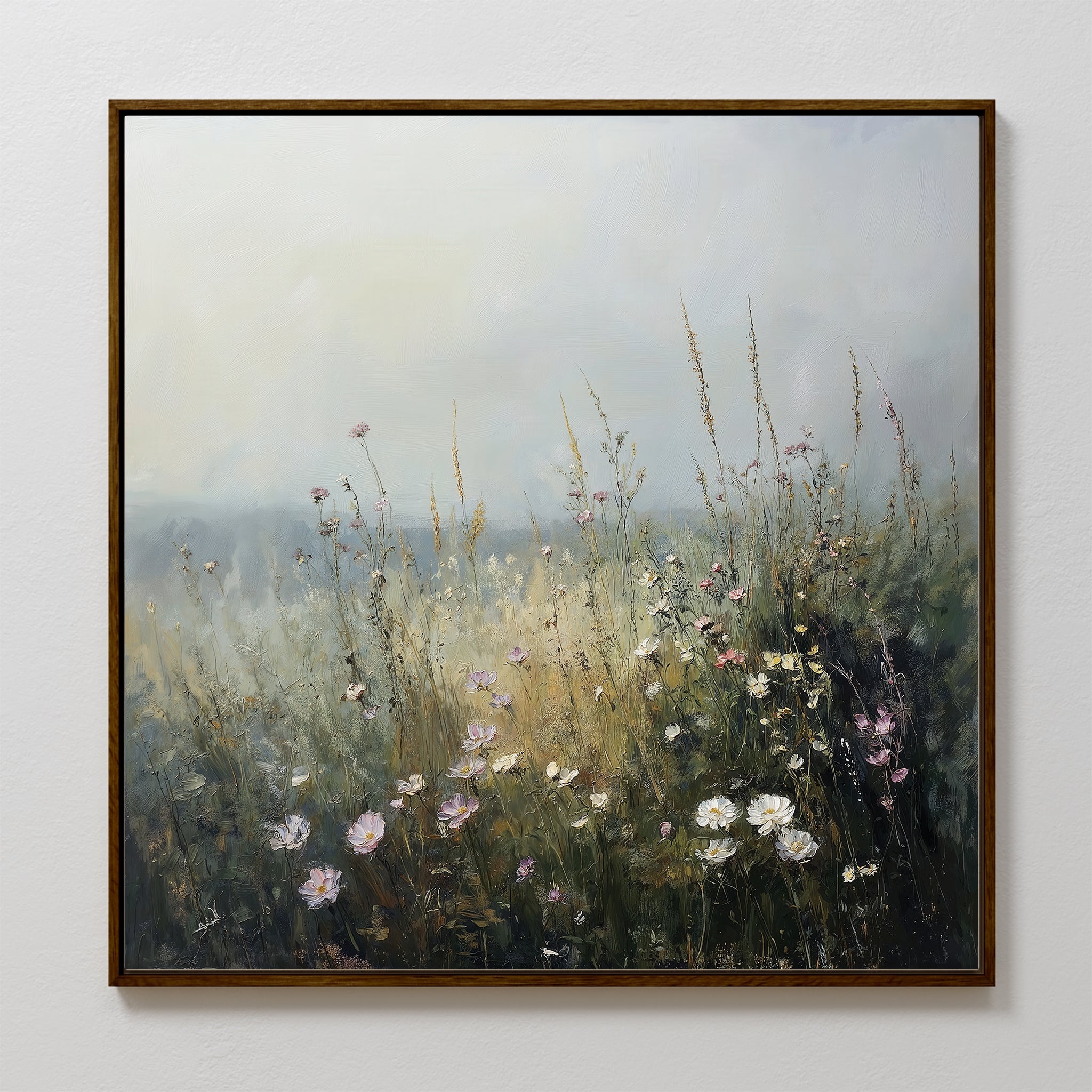 Meadow Whispers in Bloom – green botanical canvas wall art print by Aspire Prints