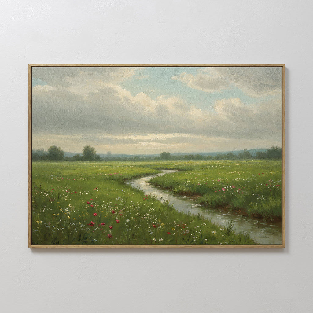 Meadow's Quiet Pulse – neutral-toned vintage canvas wall art print by Aspire Prints