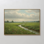 Meadow's Quiet Pulse – neutral-toned vintage canvas wall art print by Aspire Prints