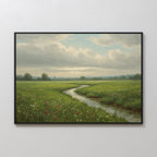 Meadow's Quiet Pulse – neutral-toned vintage canvas wall art print by Aspire Prints