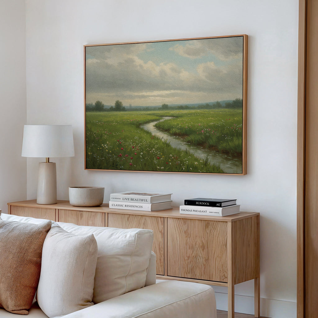 Meadow's Quiet Pulse – neutral-toned vintage canvas wall art print by Aspire Prints