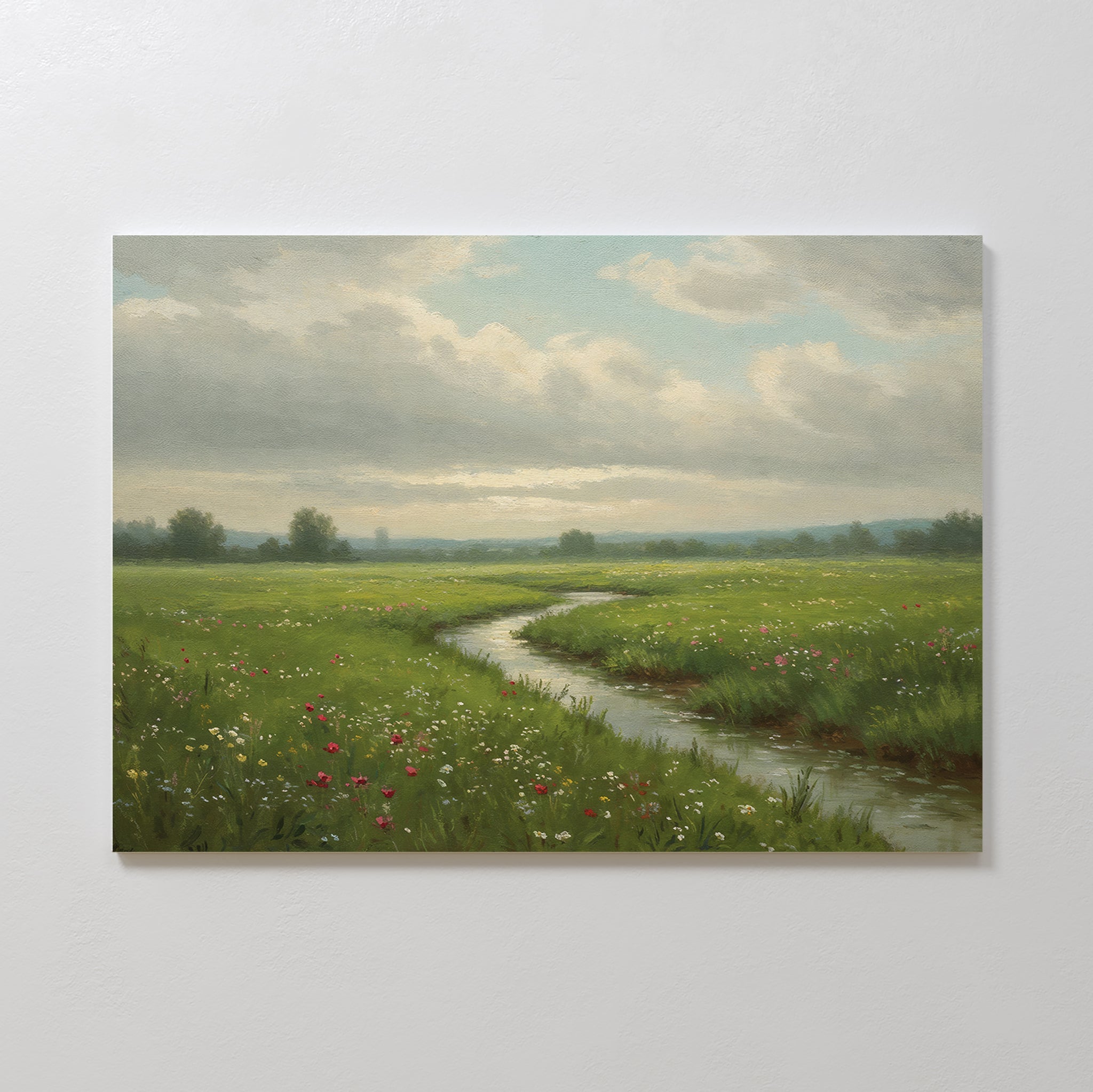 Meadow's Quiet Pulse – neutral-toned vintage canvas wall art print by Aspire Prints
