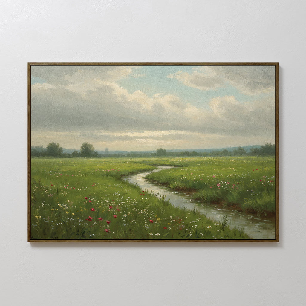 Meadow's Quiet Pulse – neutral-toned vintage canvas wall art print by Aspire Prints