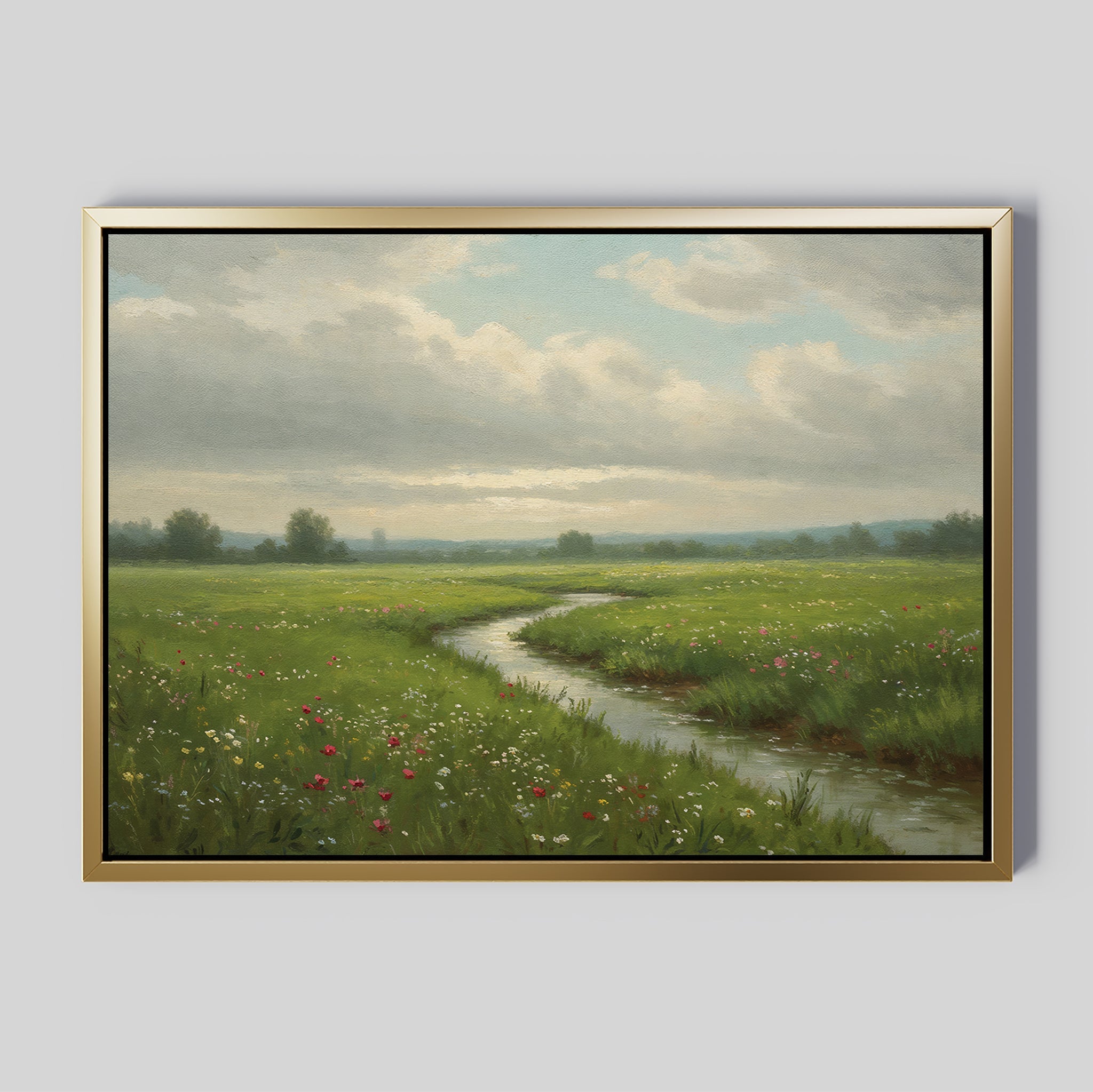 Meadow's Quiet Pulse – neutral-toned vintage canvas wall art print by Aspire Prints