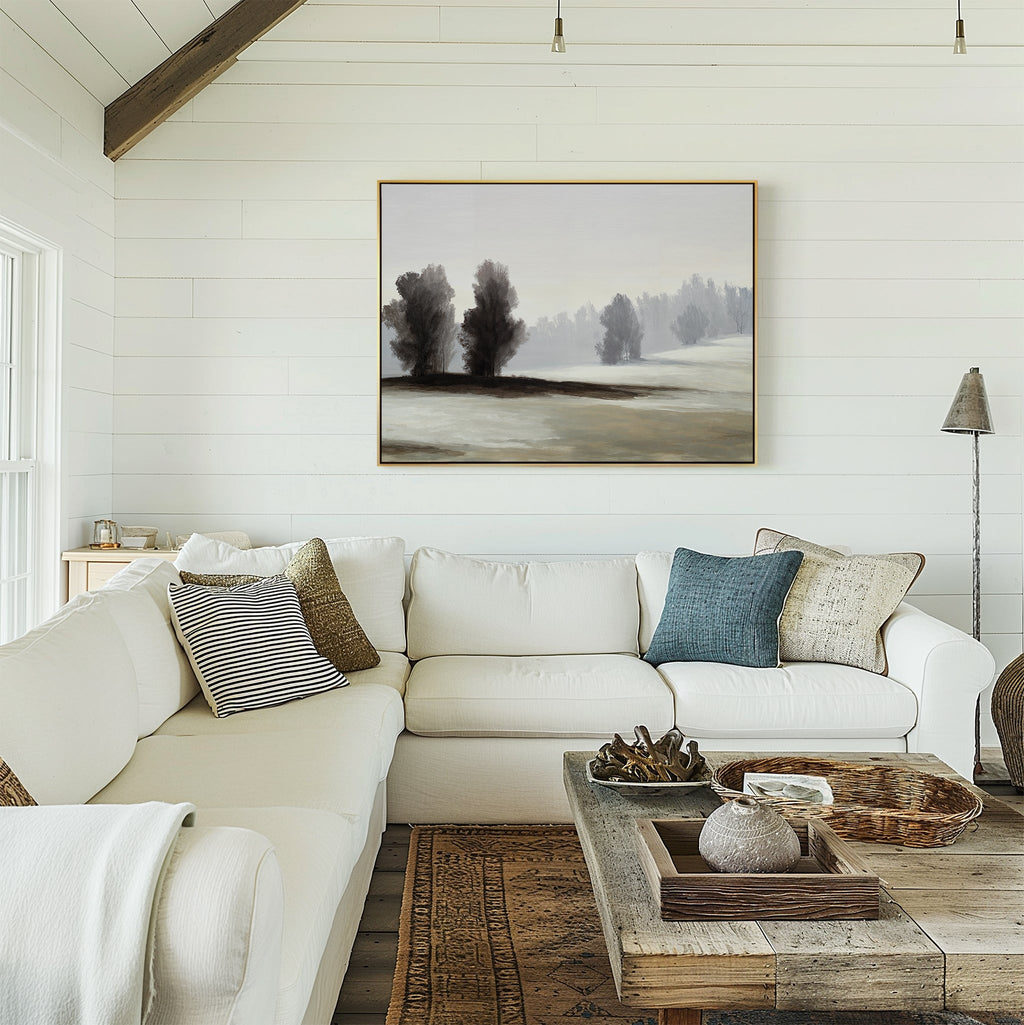 Whispers of Winter Dusk – neutral-toned vintage canvas wall art print by Aspire Prints