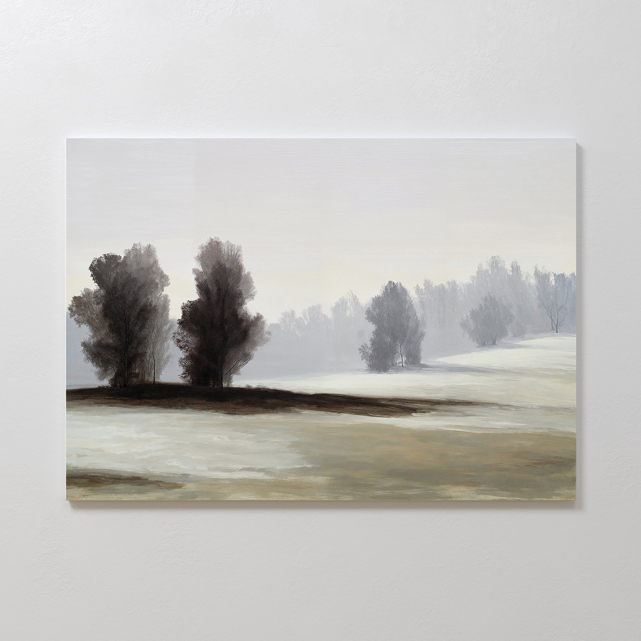 Whispers of Winter Dusk – neutral-toned vintage canvas wall art print by Aspire Prints