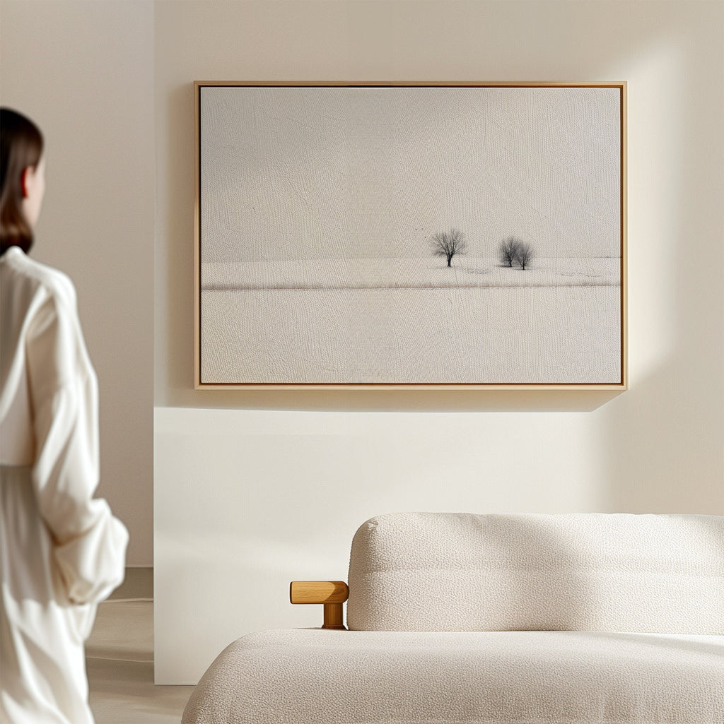 Whisper of the Frostwood Canvas Print – beige and white vintage canvas wall art print by Aspire Prints