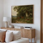 Sentinels of the Pine Hollow – neutral-toned vintage canvas wall art print by Aspire Prints