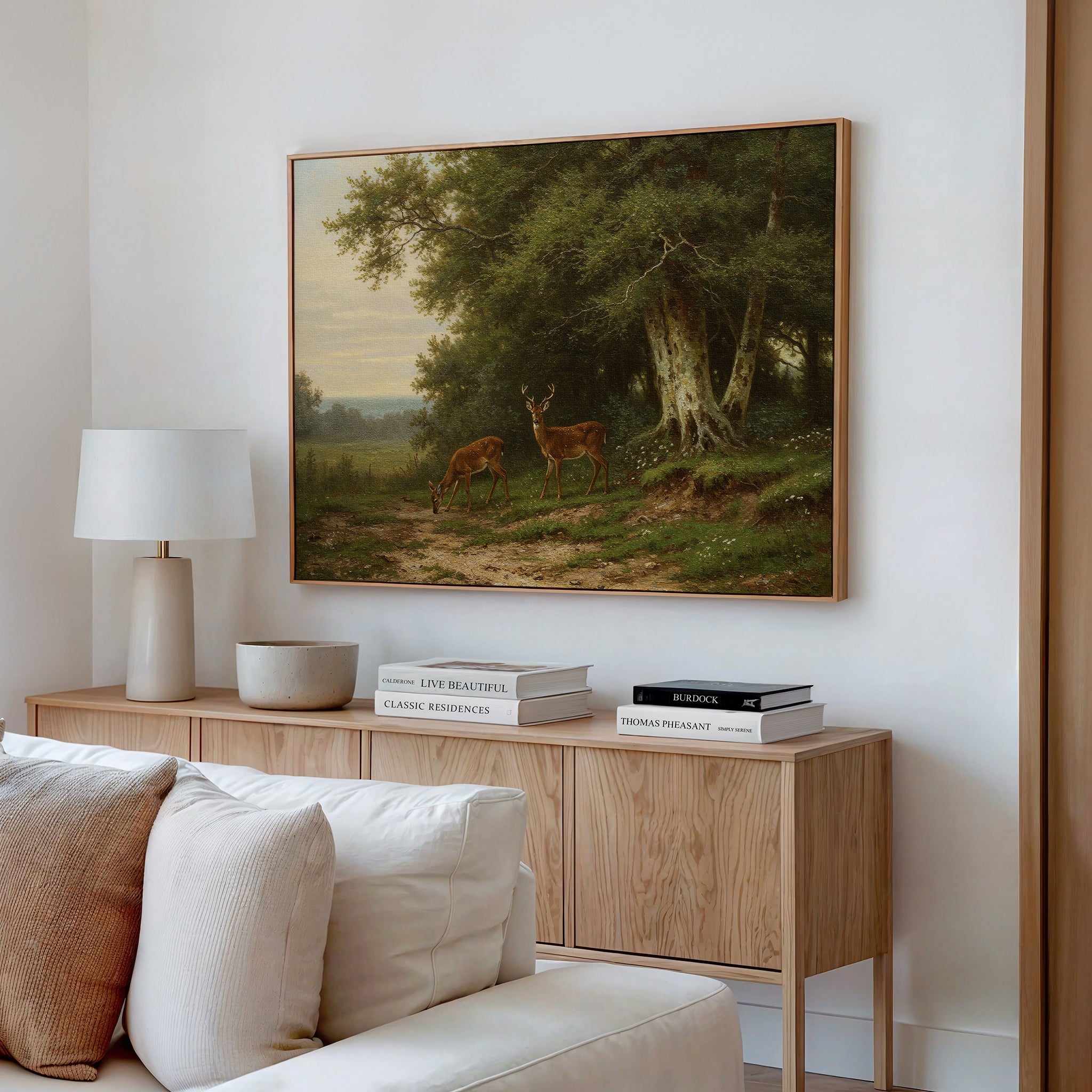 Sentinels of the Pine Hollow – neutral-toned vintage canvas wall art print by Aspire Prints