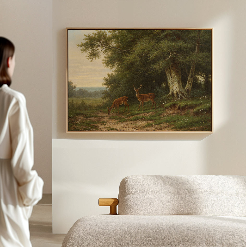 Sentinels of the Pine Hollow – neutral-toned vintage canvas wall art print by Aspire Prints