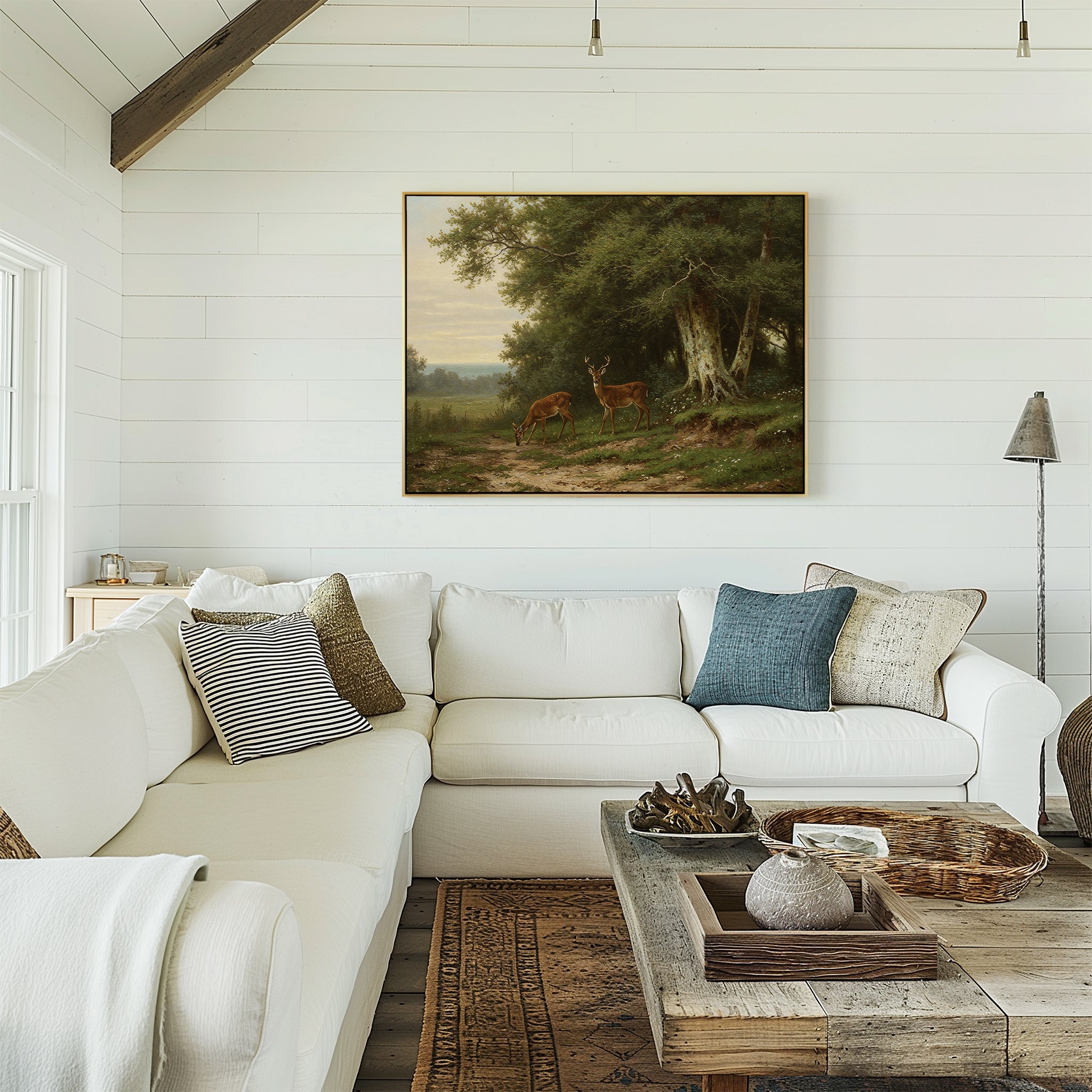 Sentinels of the Pine Hollow – neutral-toned vintage canvas wall art print by Aspire Prints