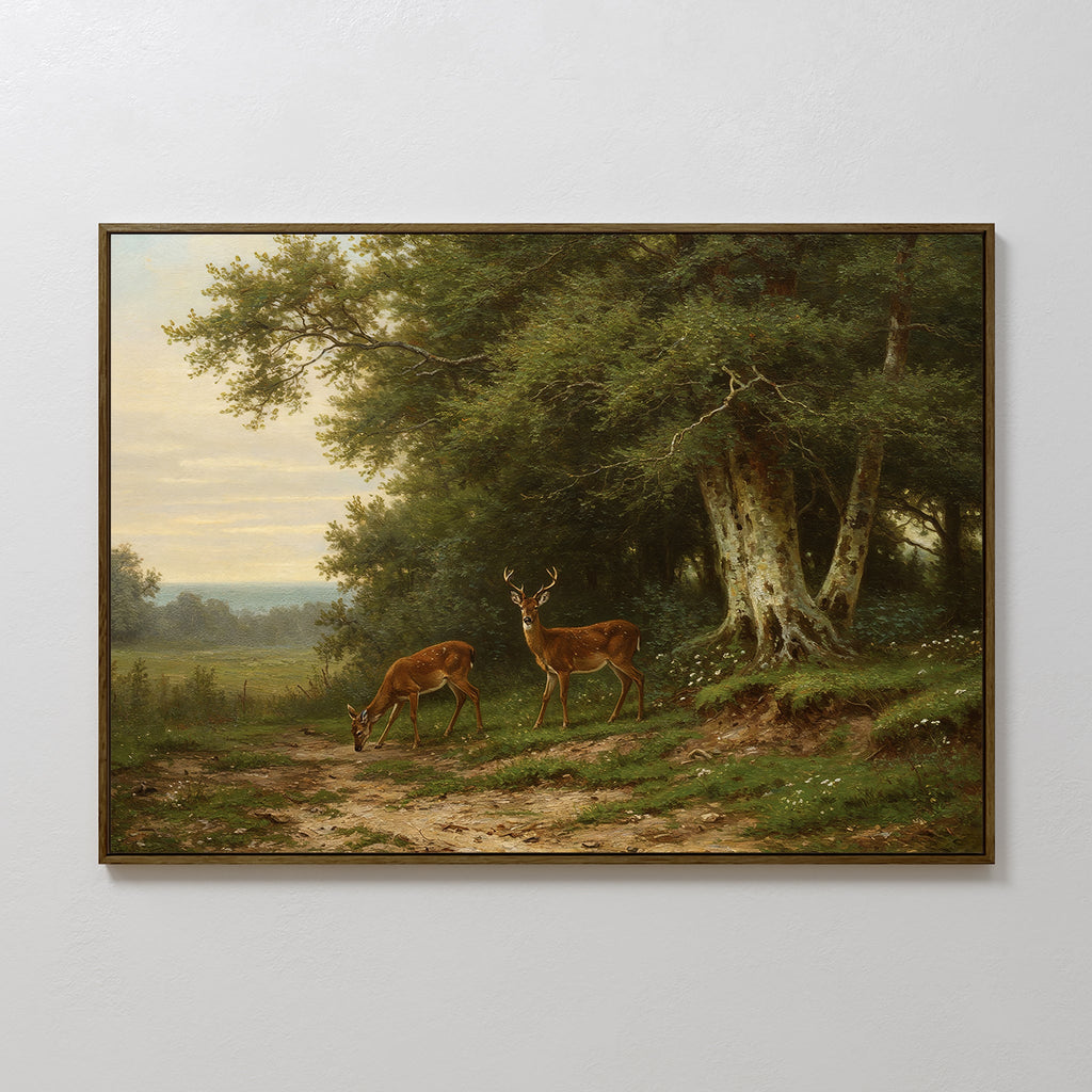 Sentinels of the Pine Hollow – neutral-toned vintage canvas wall art print by Aspire Prints