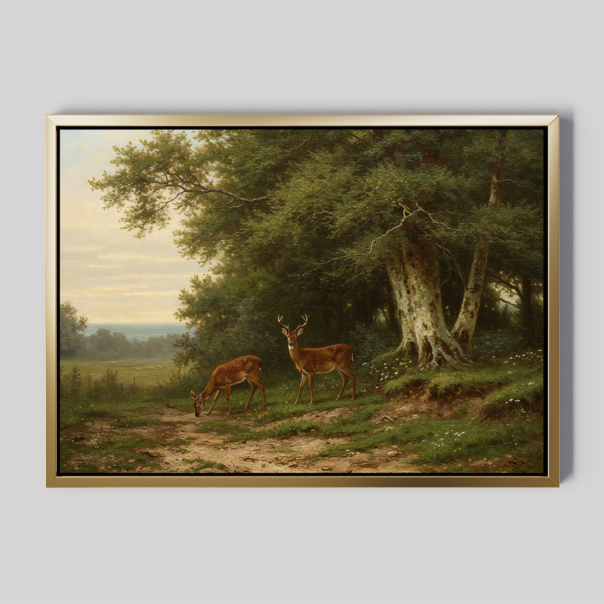 Sentinels of the Pine Hollow – neutral-toned vintage canvas wall art print by Aspire Prints
