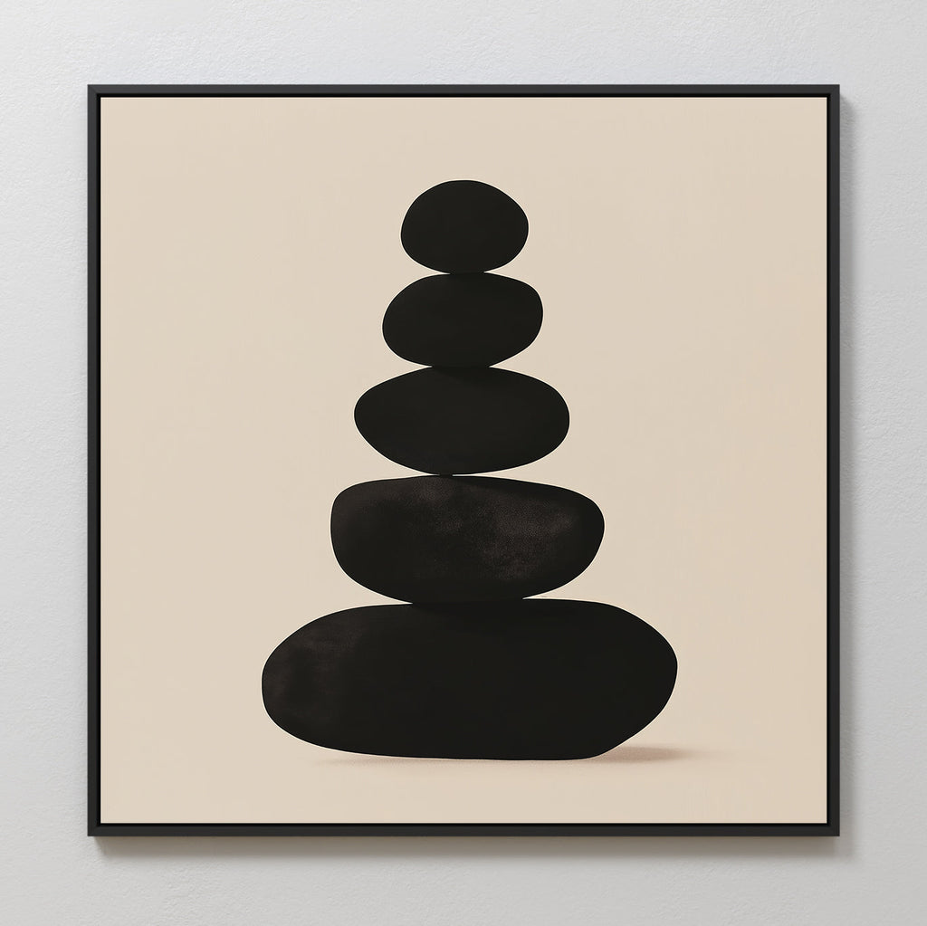 Stillness in Stone – black abstract canvas wall art print by Aspire Prints