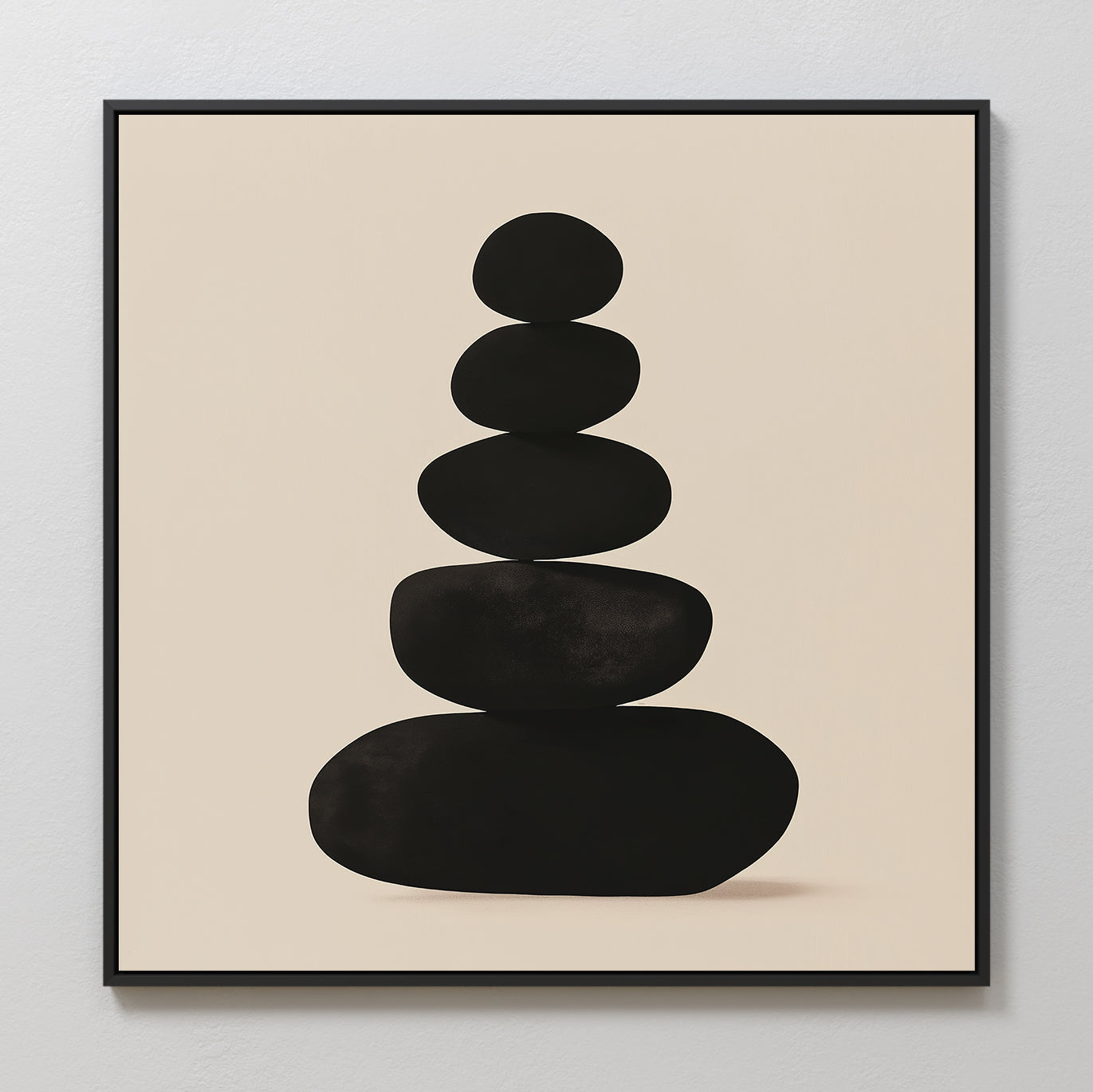 Stillness in Stone – black abstract canvas wall art print by Aspire Prints