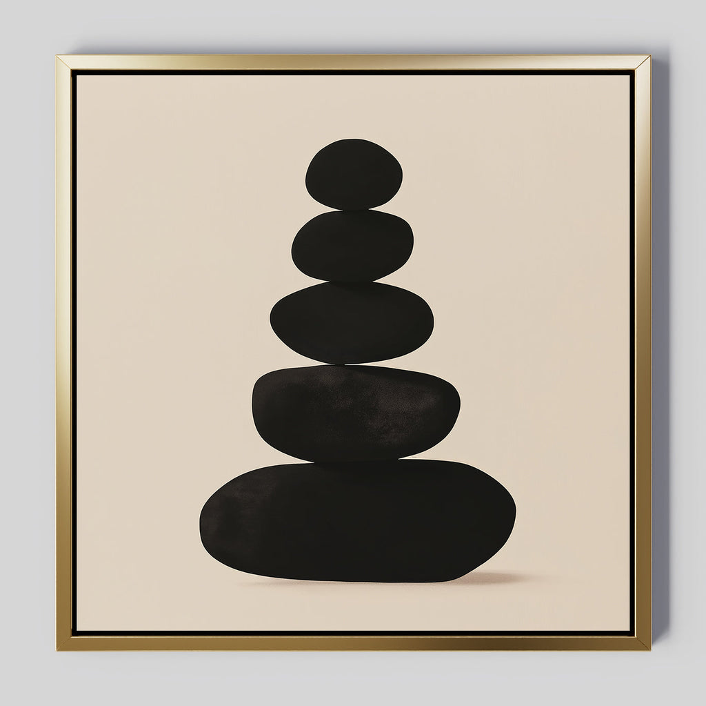 Stillness in Stone – black abstract canvas wall art print by Aspire Prints