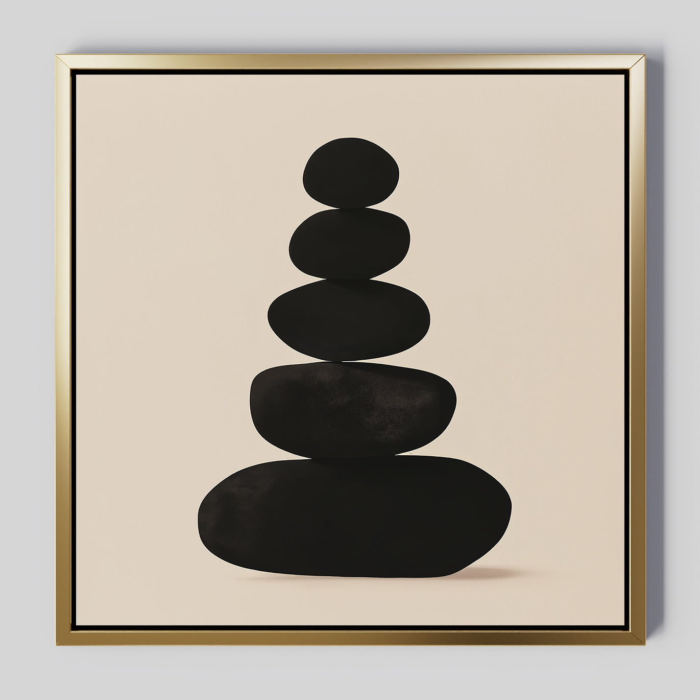 Stillness in Stone – black abstract canvas wall art print by Aspire Prints