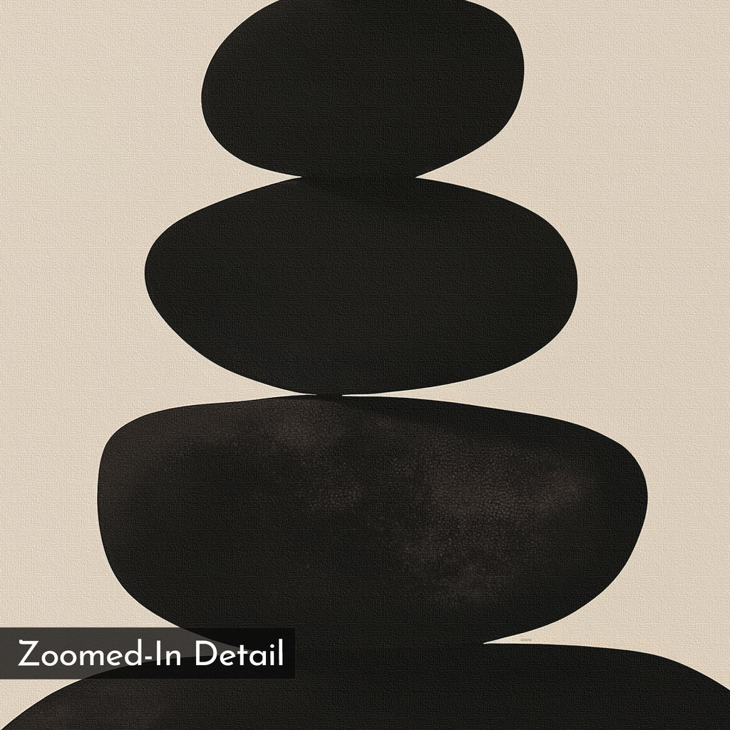 Stillness in Stone – black abstract canvas wall art print by Aspire Prints