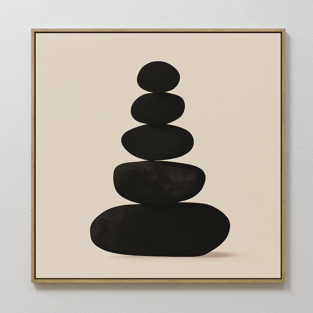 Stillness in Stone – black abstract canvas wall art print by Aspire Prints