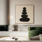 Stillness in Stone – black abstract canvas wall art print by Aspire Prints