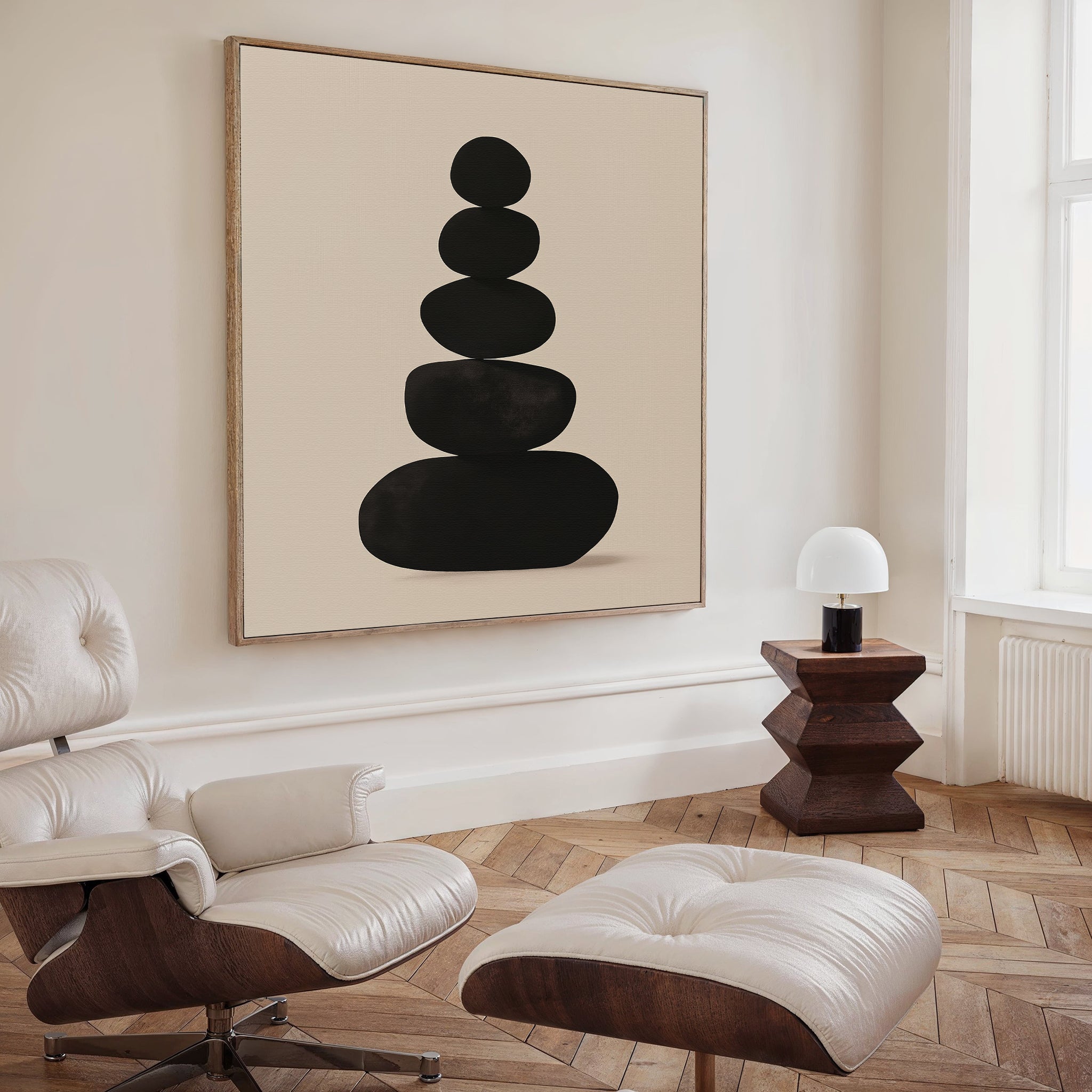 Stillness in Stone – black abstract canvas wall art print by Aspire Prints