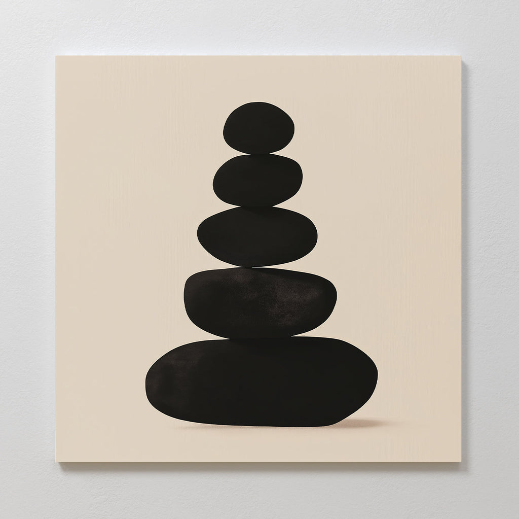 Stillness in Stone – black abstract canvas wall art print by Aspire Prints