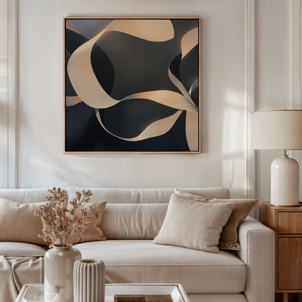 Whispered Threshold – black botanical canvas wall art print by Aspire Prints