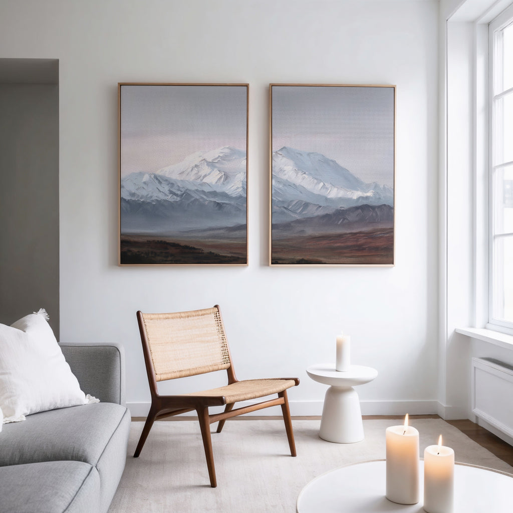 Frostlit Summit Whispers – Set of 2 Canvas Prints set of 2 – earthy brown vintage canvas wall art by Aspire Prints