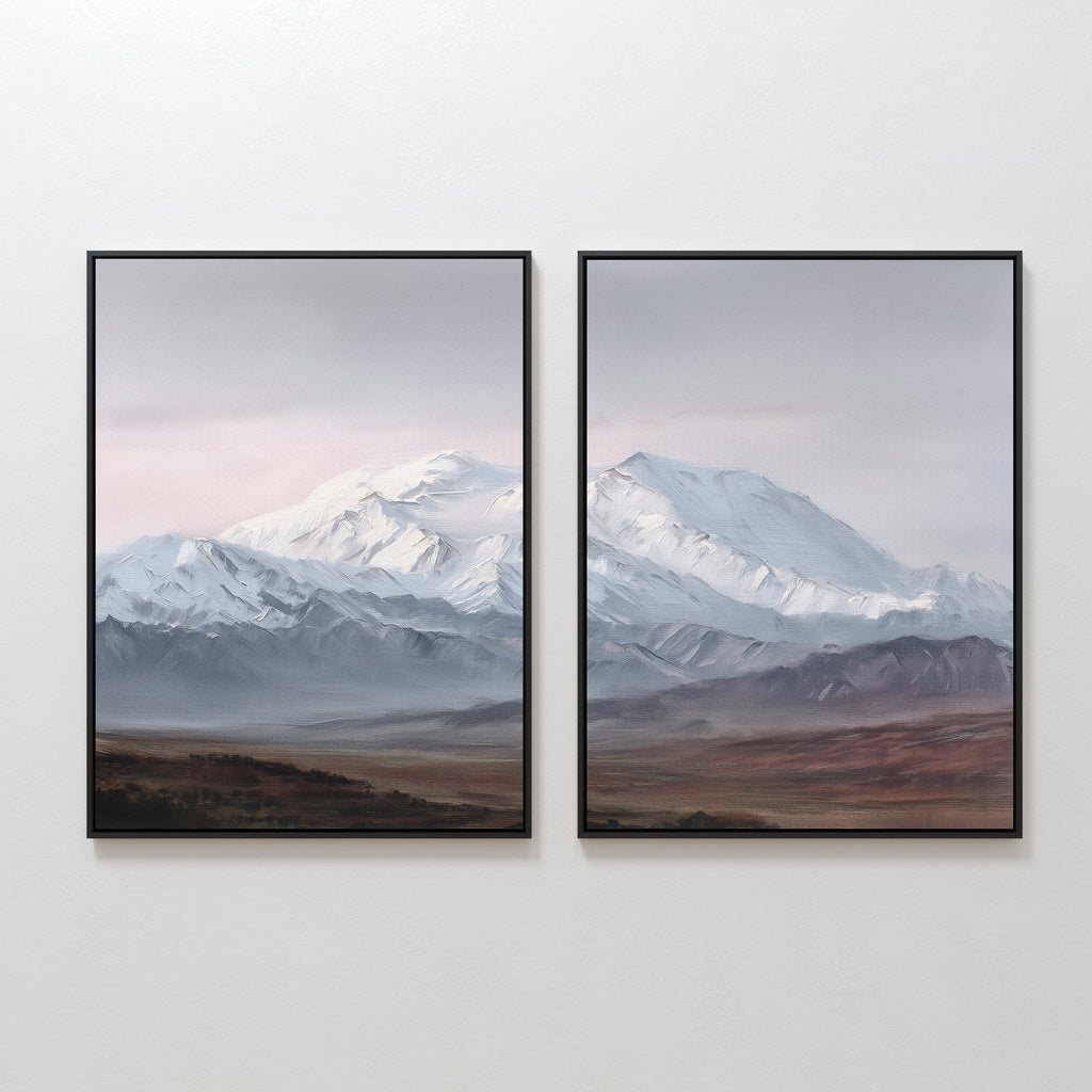 Frostlit Summit Whispers – Set of 2 Canvas Prints set of 2 – earthy brown vintage canvas wall art by Aspire Prints