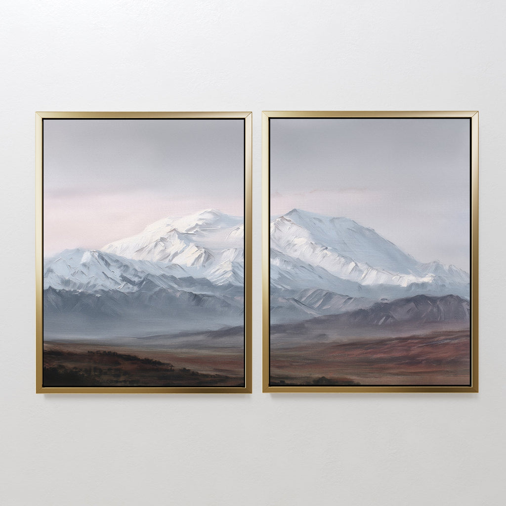 Frostlit Summit Whispers – Set of 2 Canvas Prints set of 2 – earthy brown vintage canvas wall art by Aspire Prints