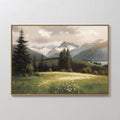 Where the Peaks Breathe – green vintage canvas wall art print by Aspire Prints