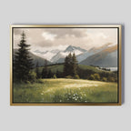 Where the Peaks Breathe – green vintage canvas wall art print by Aspire Prints