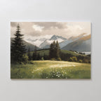 Where the Peaks Breathe – green vintage canvas wall art print by Aspire Prints
