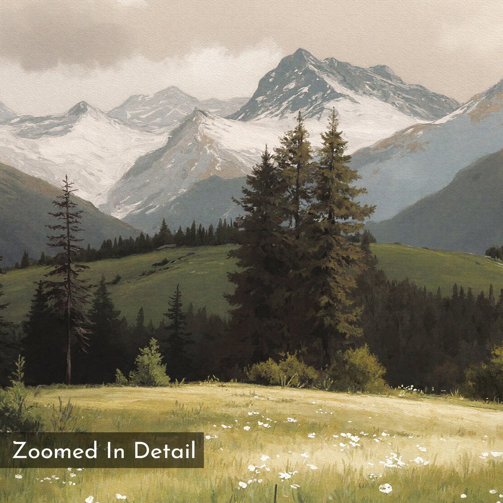 Where the Peaks Breathe – green vintage canvas wall art print by Aspire Prints