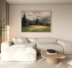Where the Peaks Breathe – green vintage canvas wall art print by Aspire Prints
