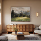 Where the Peaks Breathe – green vintage canvas wall art print by Aspire Prints