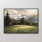 Where the Peaks Breathe – green vintage canvas wall art print by Aspire Prints