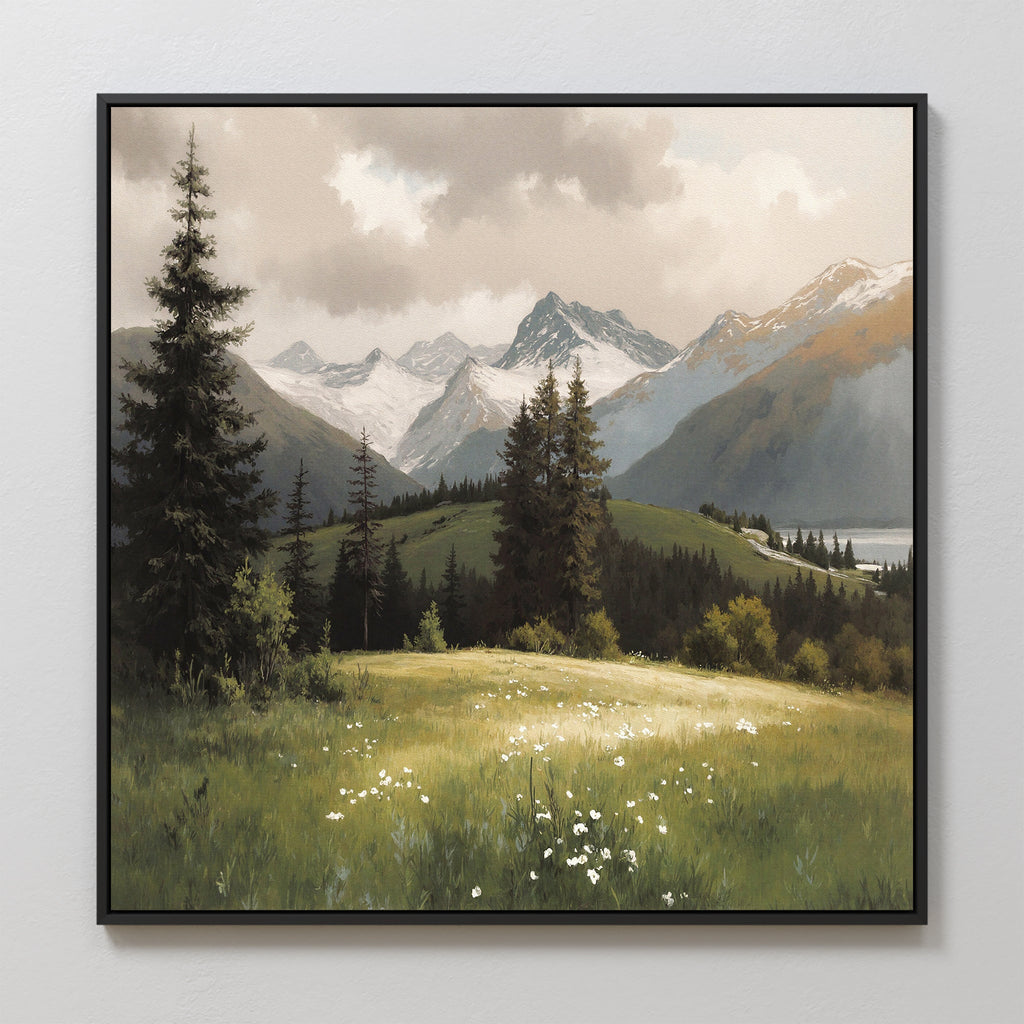 Where Silence Blooms – green vintage canvas wall art print by Aspire Prints