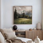 Where Silence Blooms – green vintage canvas wall art print by Aspire Prints