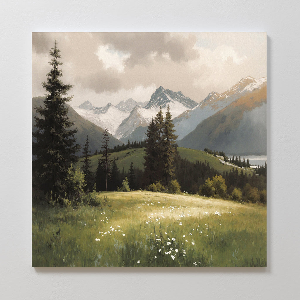 Where Silence Blooms – green vintage canvas wall art print by Aspire Prints