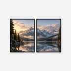Alpine Reflections Canvas Art - Set of 2 – Black Floating Frame on white background