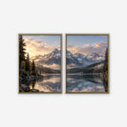 Alpine Reflections Canvas Art - Set of 2 – Gold Floating Frame on white background