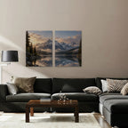 Alpine Reflections Canvas Art - Set of 2 – Stretched Canvas Only in room setting