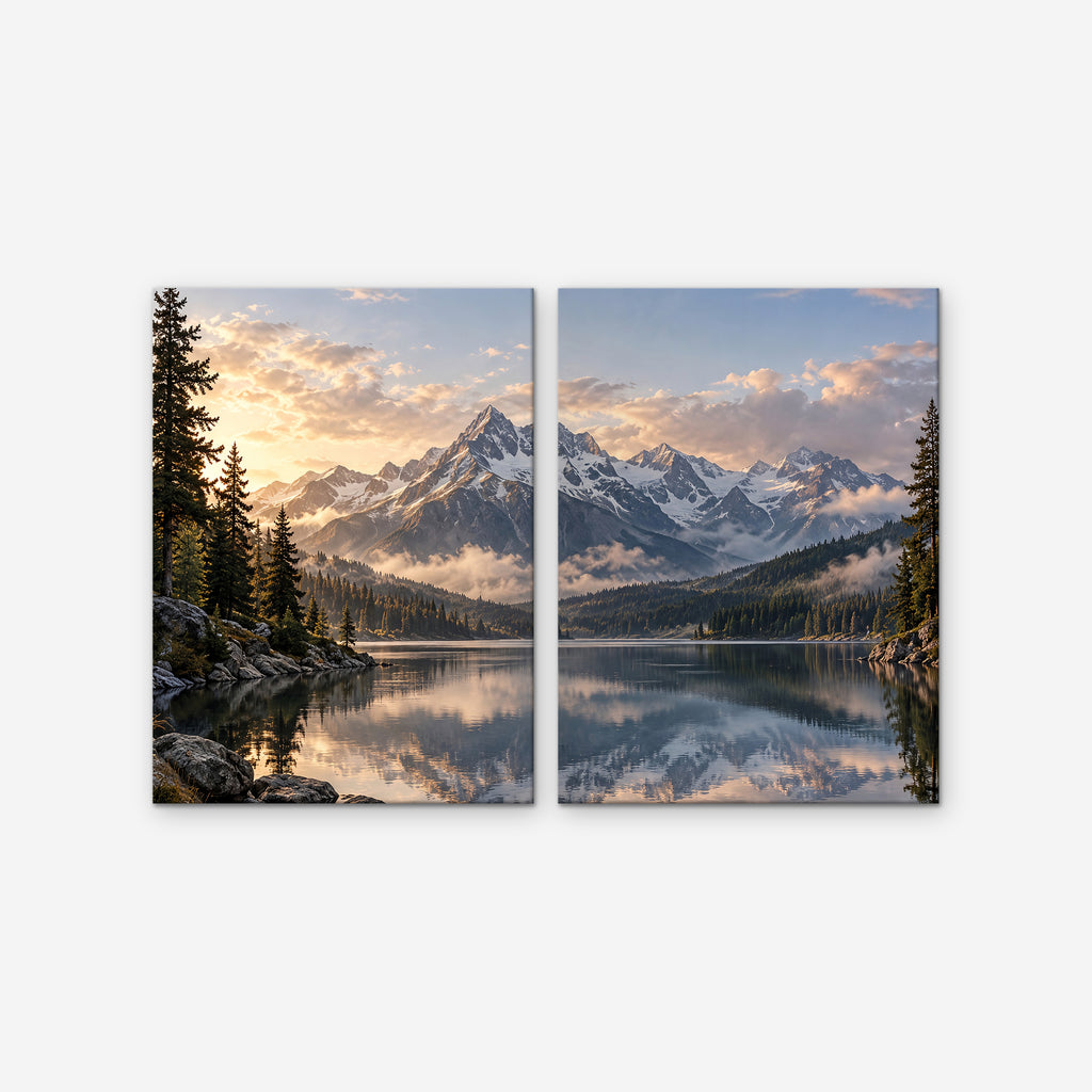 Alpine Reflections Canvas Art - Set of 2 – Stretched Canvas Only on white background