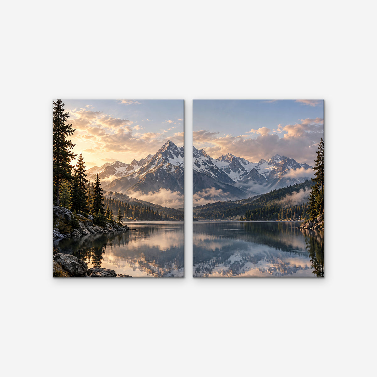 Alpine Reflections Canvas Art - Set of 2 – Stretched Canvas Only on white background