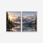 Alpine Reflections Canvas Art - Set of 2 – White Floating Frame on white background