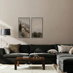 Amalfi Coastline Canvas Art - Set of 2 – Silver Floating Frame in room setting